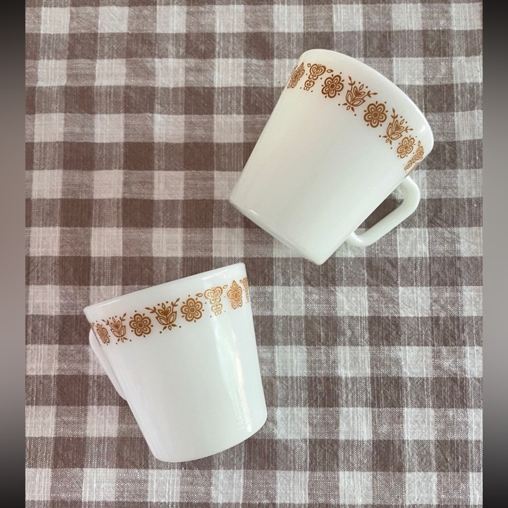 Vintage Pyrex Butterfly Gold Mugs